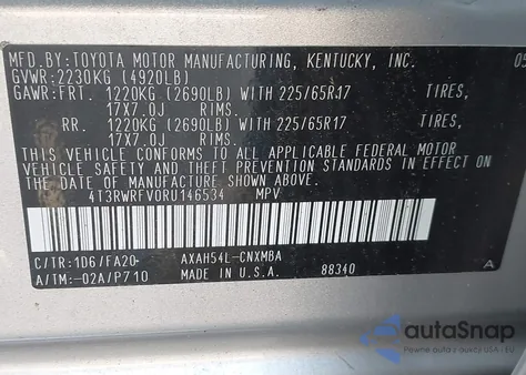 2024 Toyota Rav4 Xle из США, поврежденный, VIN 4T3RWRFV0RU146534